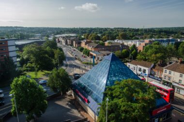 drone view of lower Watford high street