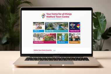 watford town centre website displayed on a laptop